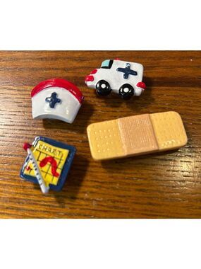 Unisex nurse or medical Themed button covers Set White/Red